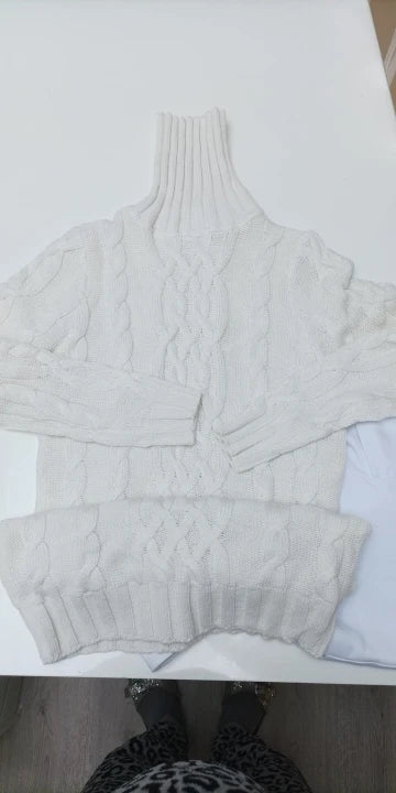 Chandails pour femmes, pull chaud à col roulé, épais, imprimé torsadé, col haut, fil épais, vêtements MMY, 2024 120352