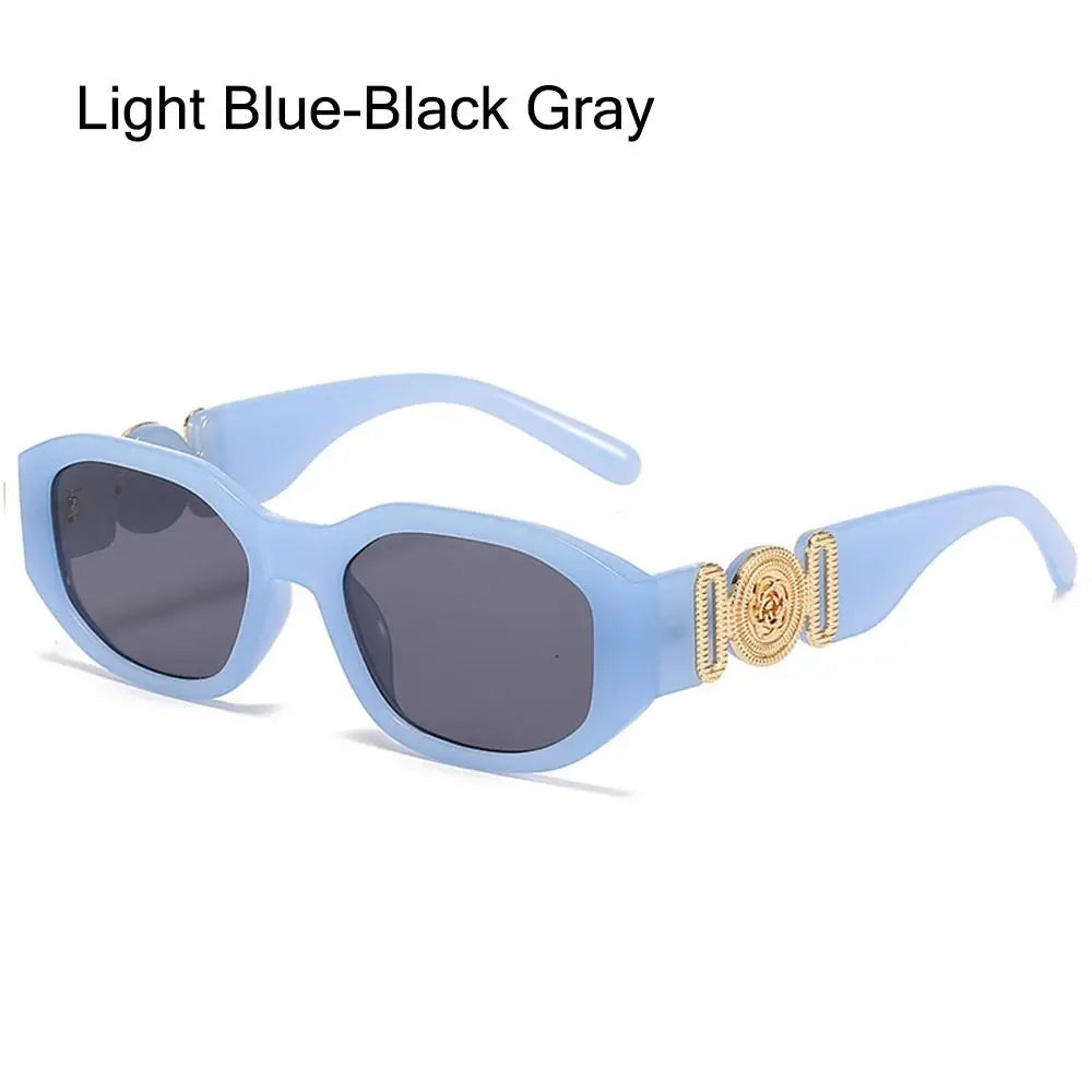 Lunettes de soleil Y2K irrégulières pour femmes et hommes, monture optique, nuances vintage, protection UV, design rose en métal, été