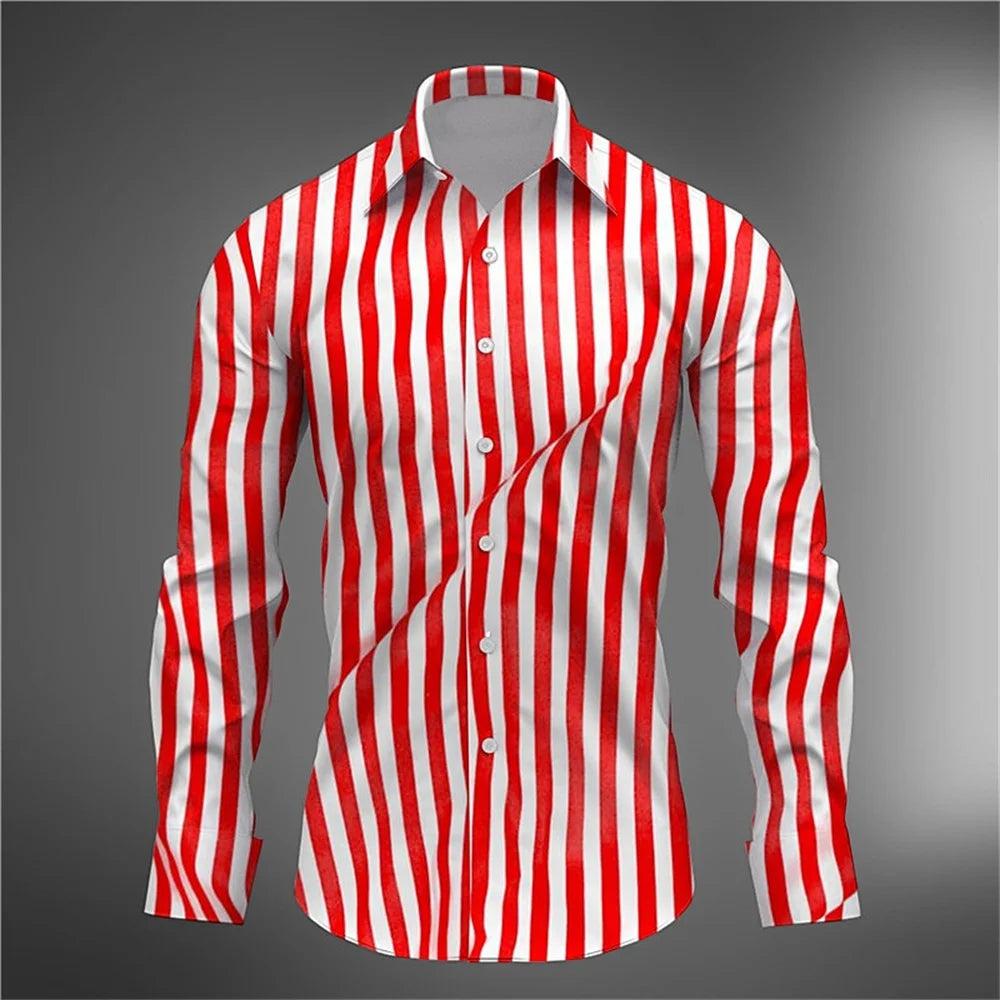 Chemise décontractée rayée à manches longues pour hommes, rubis fin, couleur piscine, rouge foncé, tissu extensible dans les quatre sens, automne et hiver