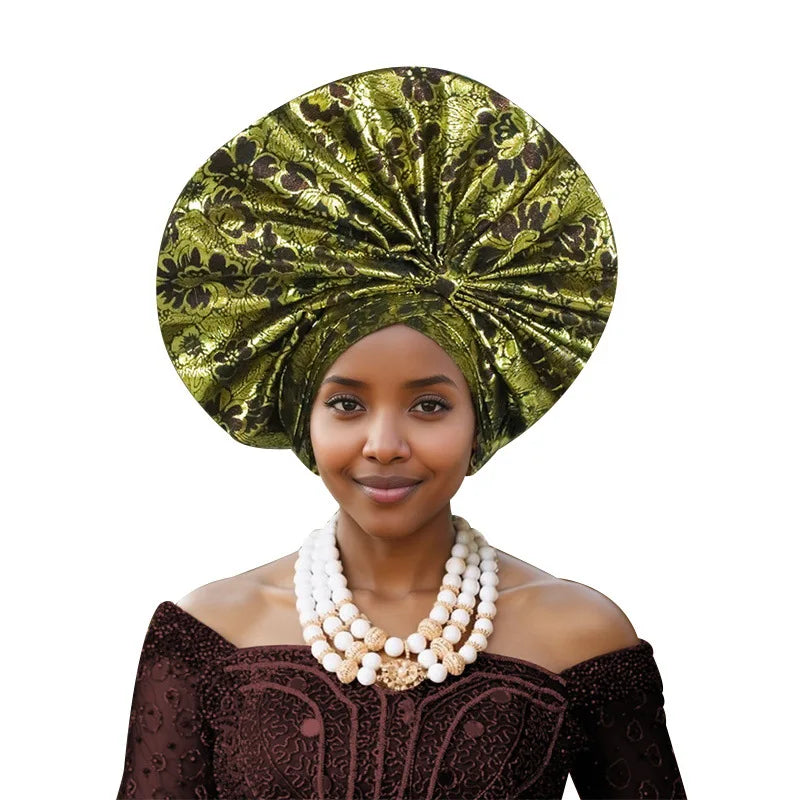 Turban africain nigérian, Bonnet Hijab Auto Gele, couvre-chef déjà fabriqué Sego Gele, bandeau pour fête de mariage