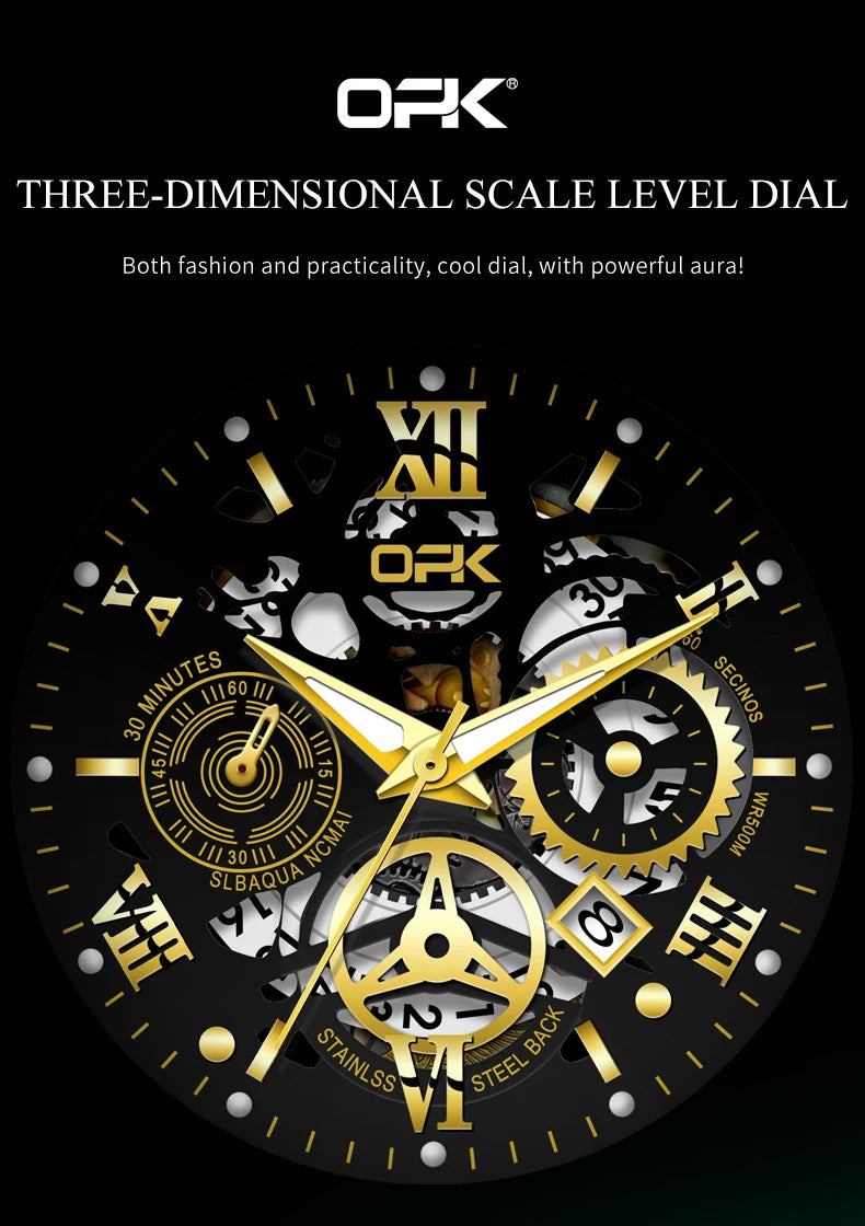 OPK8135-montre pour hommes, bracelet en acier avec lueur nocturne étanche