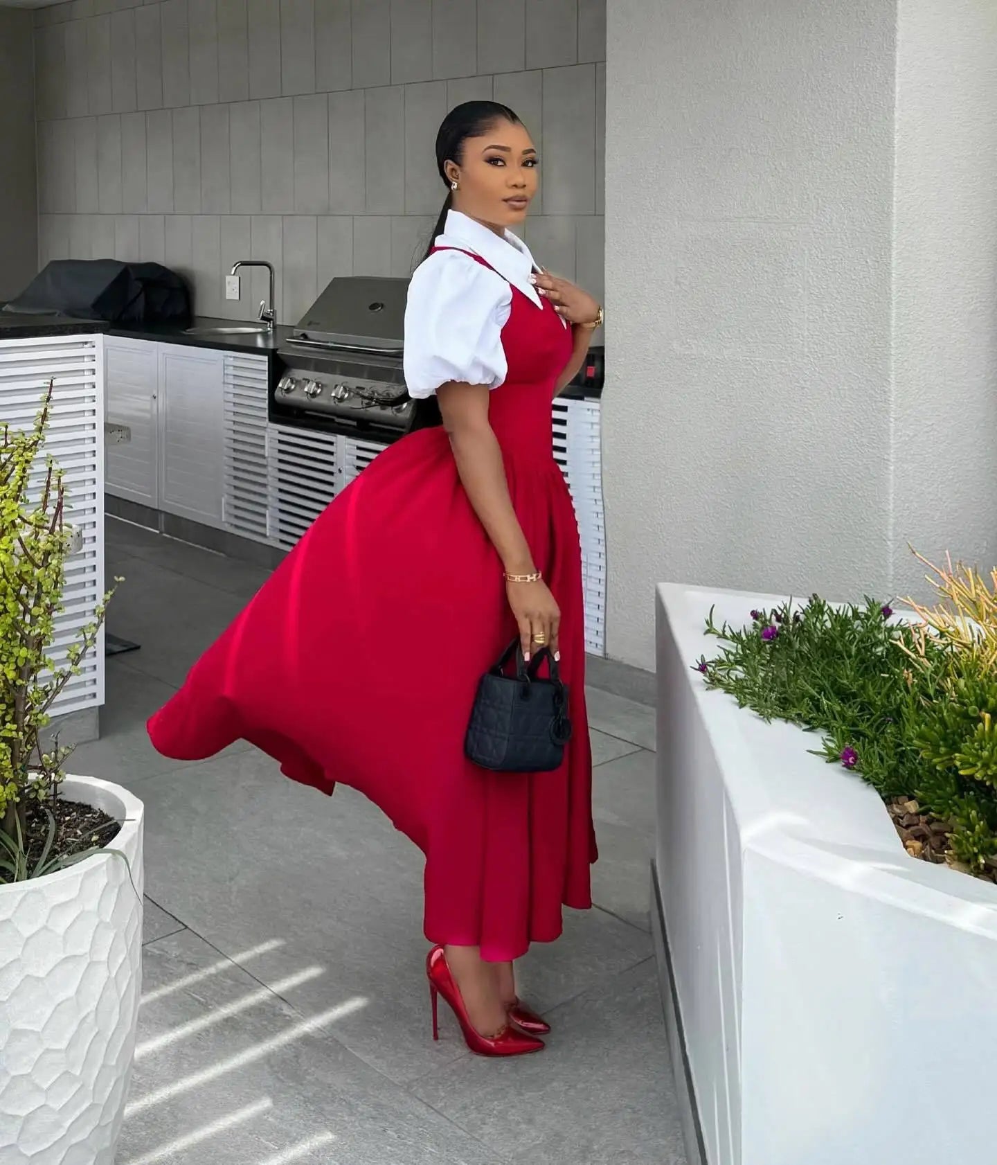 CM.YAYA – robe chemise longue à manches courtes bouffantes pour femmes, douce, Slim, taille haute, froncée, plissée, plage, Streetwear, Maxi, grande balançoire