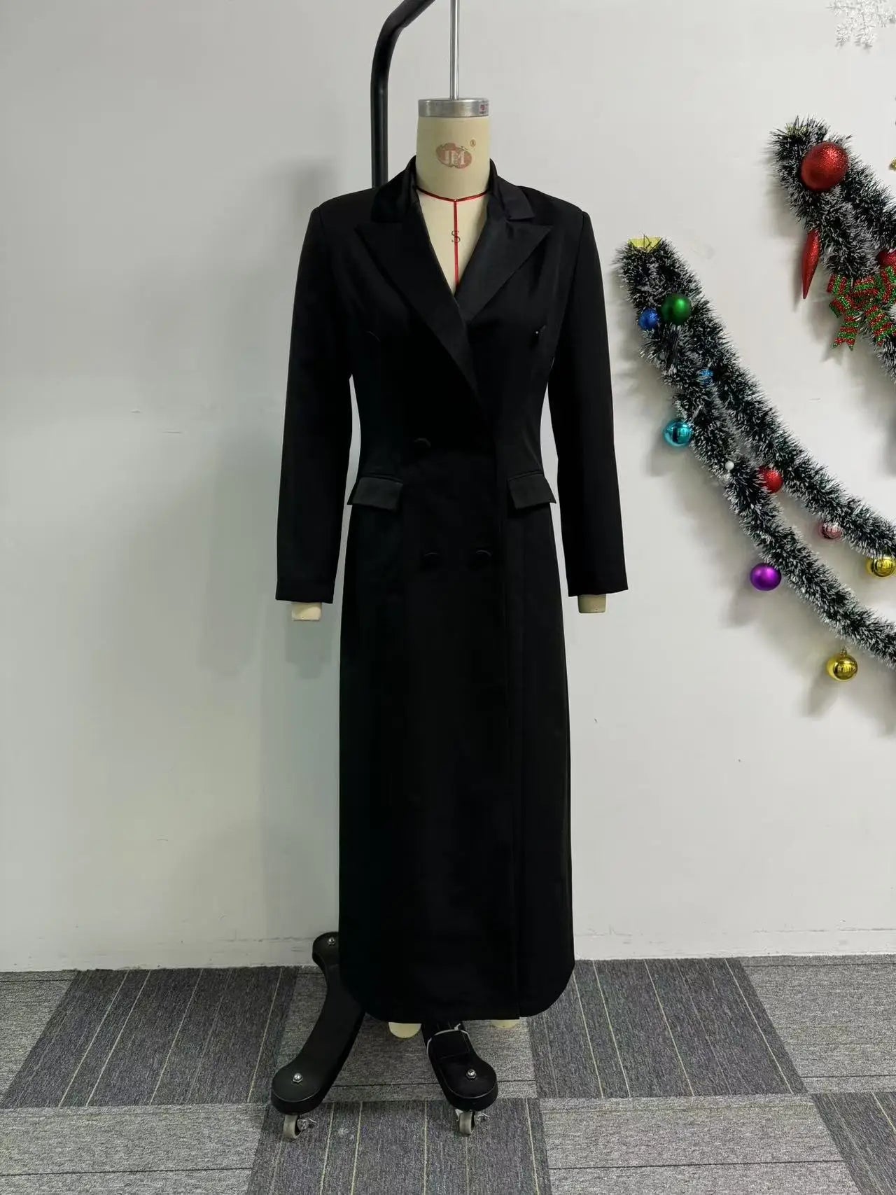 CM.YAYA-Robe longue crantée à manches longues pour femmes, robe de soirée élégante, robe de rue, double boutonnage, sexy, mode, avocat, travail, nuit, printemps