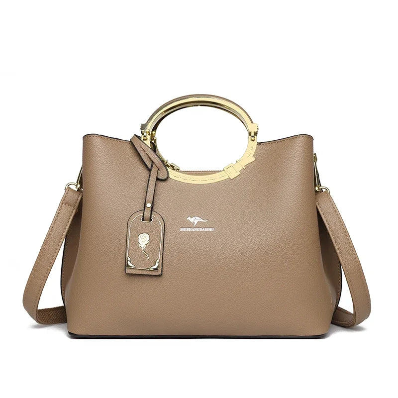 Sac à Main de Luxe en Cuir Souple pour Femme, Fourre-Tout de Grande Capacité à 3 Couches, de Styliste, de Bonne Qualité