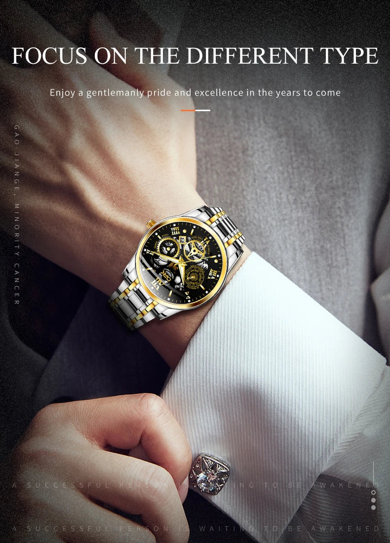 OPK8135-montre pour hommes, bracelet en acier avec lueur nocturne étanche