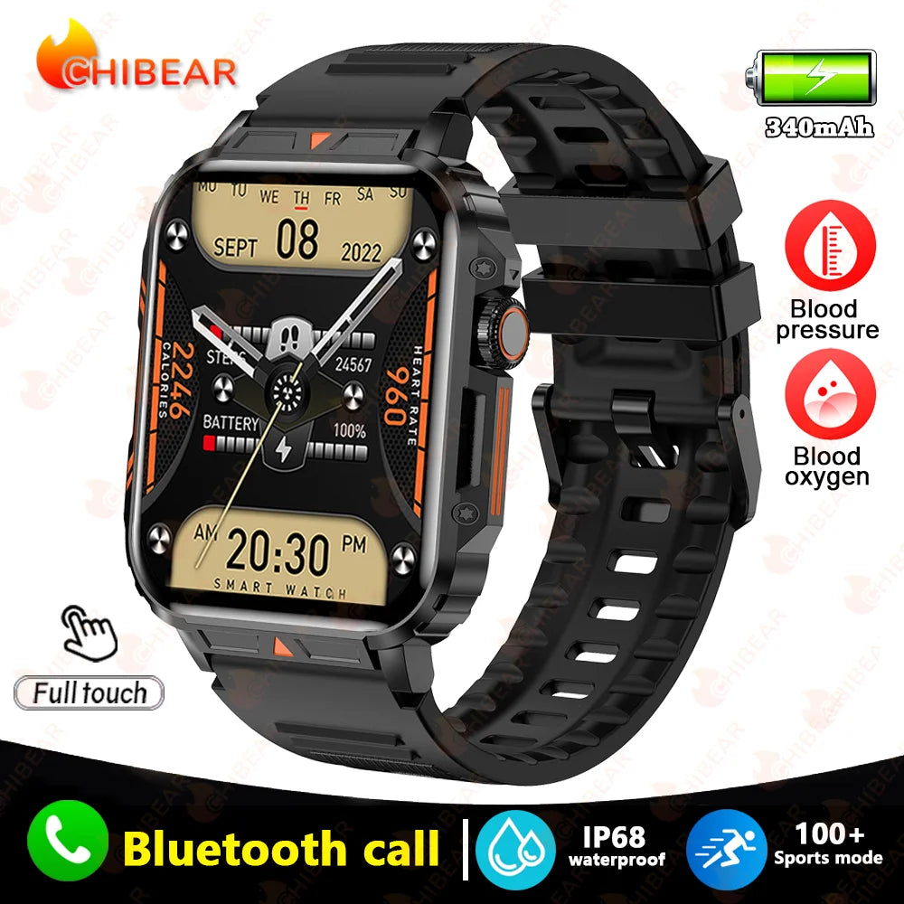 2024 nouveau 1.95 extérieur militaire homme montre intelligente hommes Bluetooth appel Smartwatch hommes pour Android IOS IP68 étanche Ftiness montres