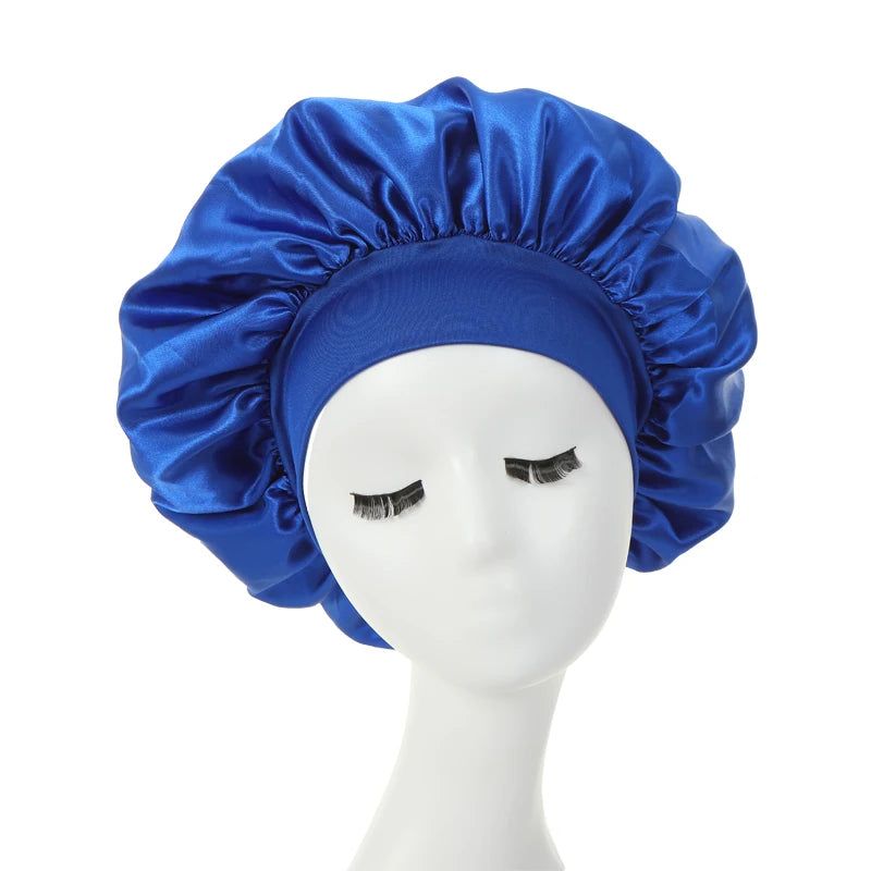 2 pièces lait Imitation soie large bord Satin tissu femmes cheveux chapeau Bonnet bande élastique chapeaux bonnets pour les femmes