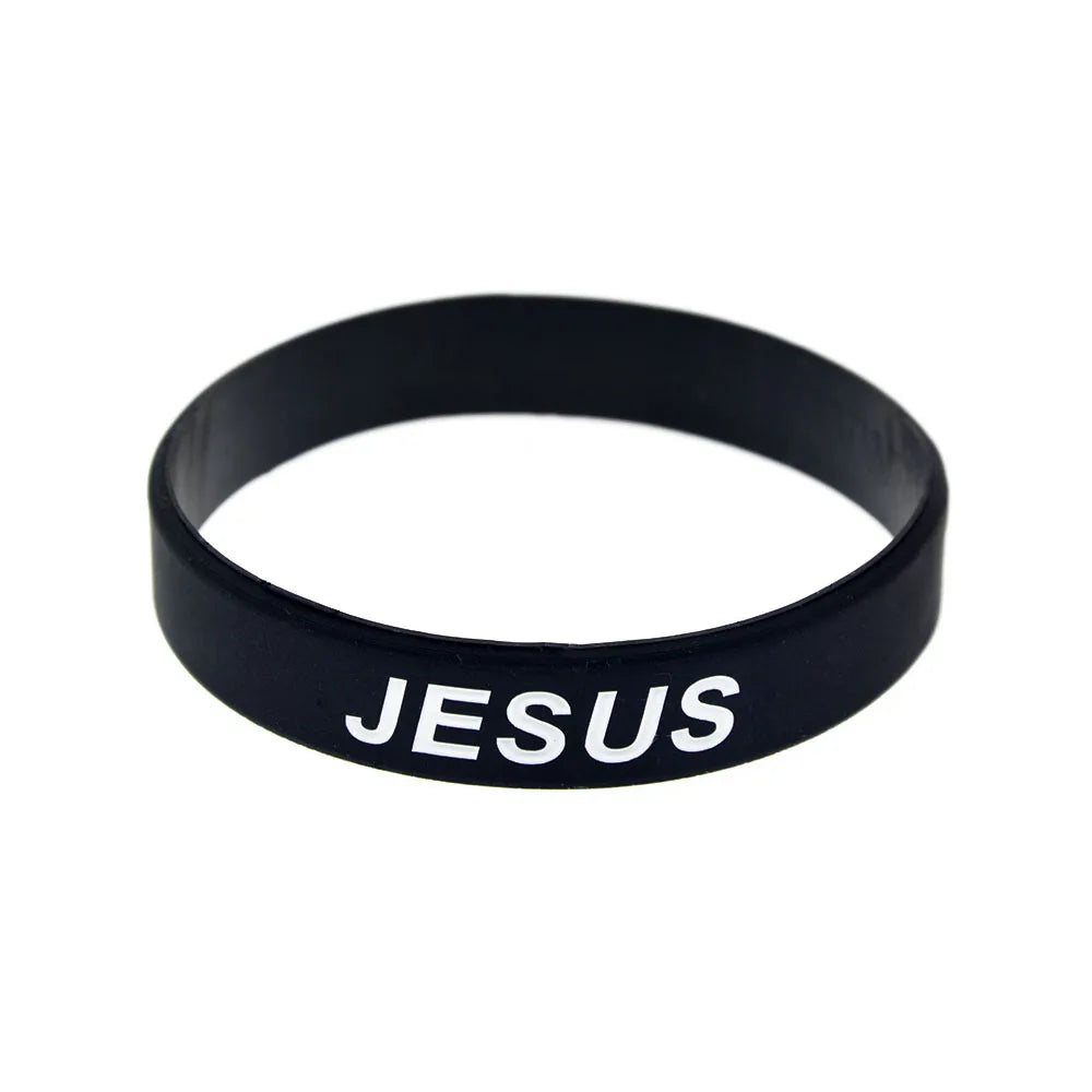 1 PC jésus croix juste et amour Bracelet en Silicone Style de mode femmes hommes Bracelet en caoutchouc bracelets chrétiens