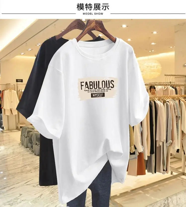 T-shirt à manches courtes et col rond pour femmes, t-shirts basiques en pur coton, t-shirt décontracté, pulls College de lettres, mode élégante d'été, 45-105 noix