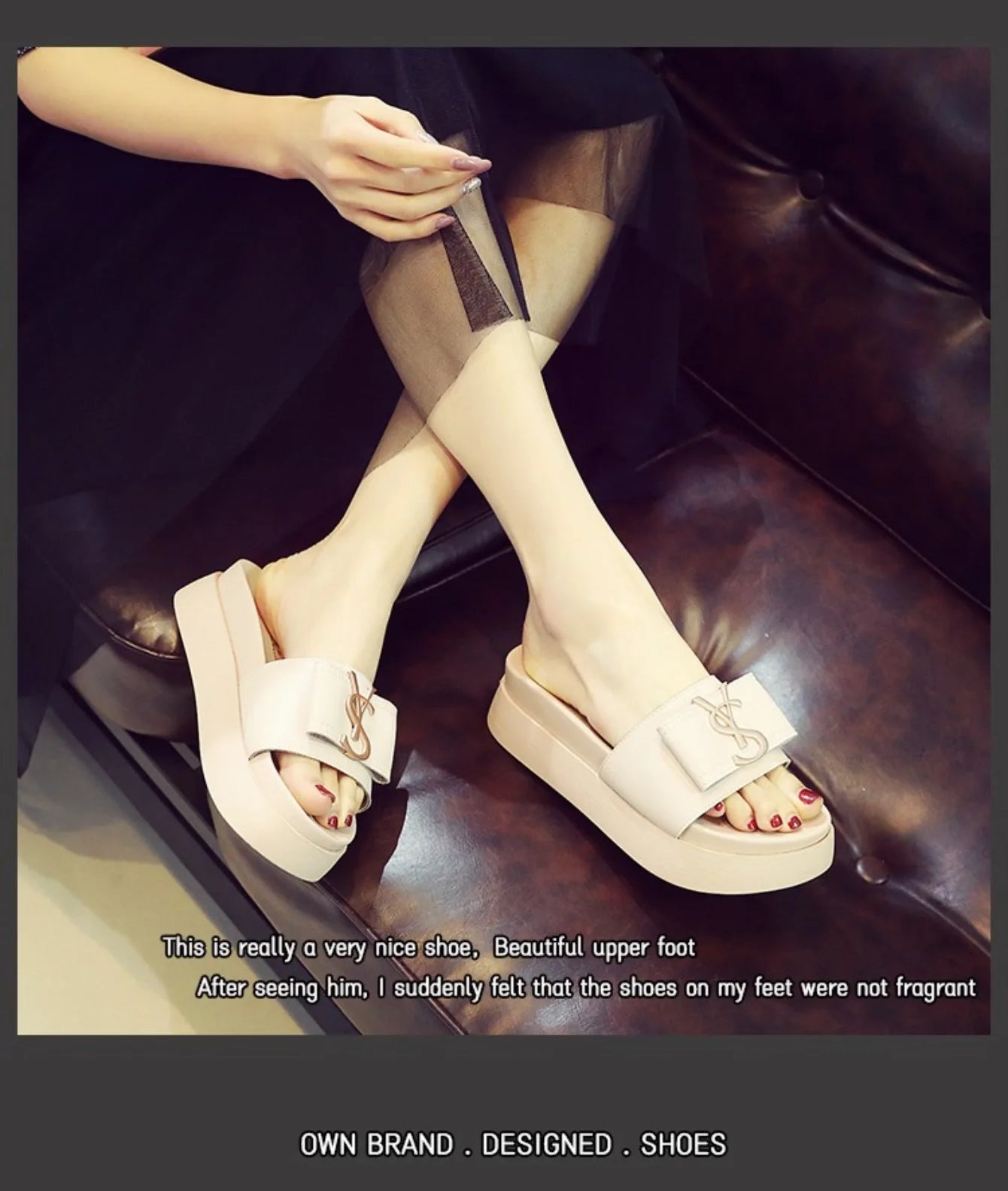 Pantoufles de Luxe à Plateforme pour Femme, Chaussures Décontractées d'Extérieur, Sandales à la Mode