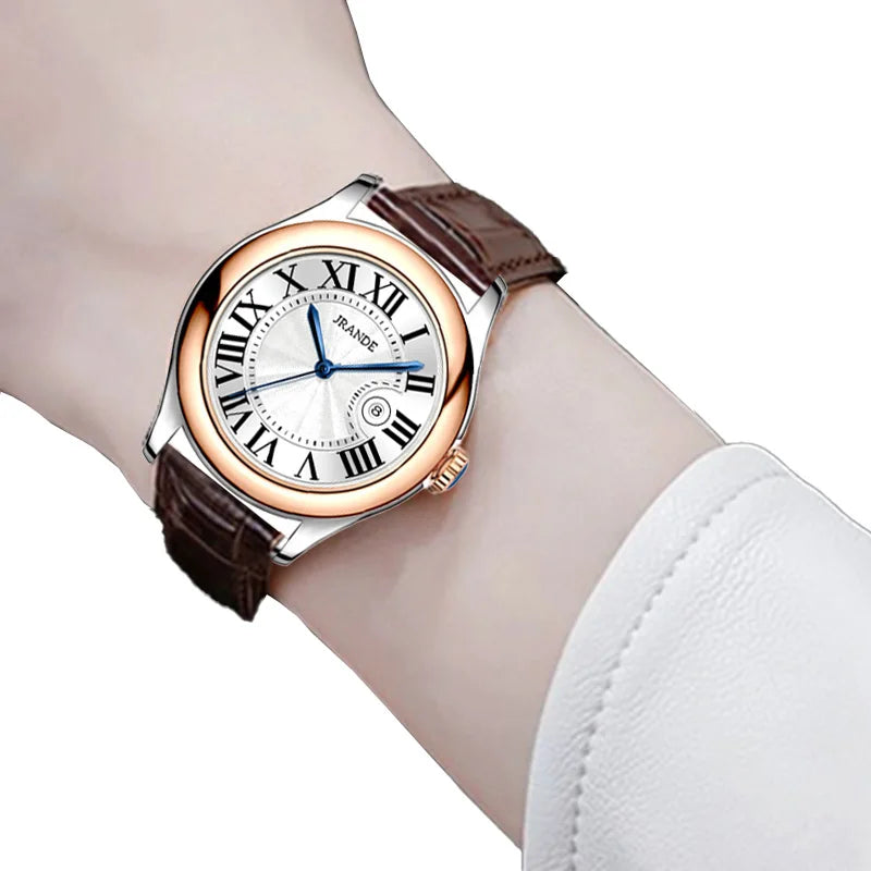 Montre femme élégante haut de gamme luxe Vintage montres pour femmes ronde dames horloge à main véritable CD ou boucle papillon