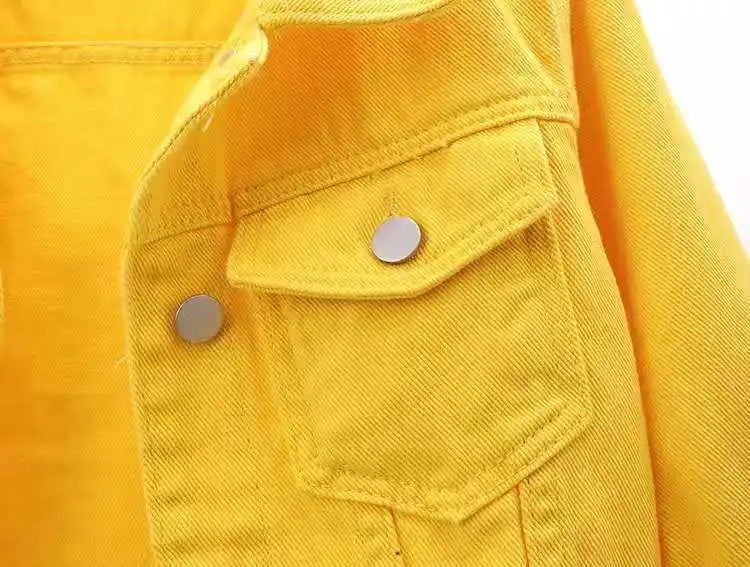 Femmes Denim veste printemps automne manteau court rose Jean vestes décontracté hauts violet jaune violet bleu hauts amples dame vêtements d'extérieur
