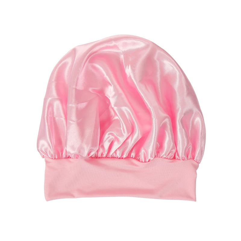 2 pièces lait Imitation soie large bord Satin tissu femmes cheveux chapeau Bonnet bande élastique chapeaux bonnets pour les femmes