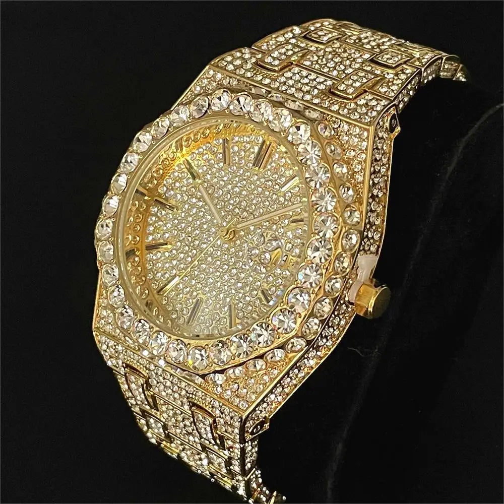 2024 Hip Hop hommes montres à quartz MISSFOX automatique Date glacé montre-bracelet mode bleu diamant bijoux montre pour homme livraison gratuite