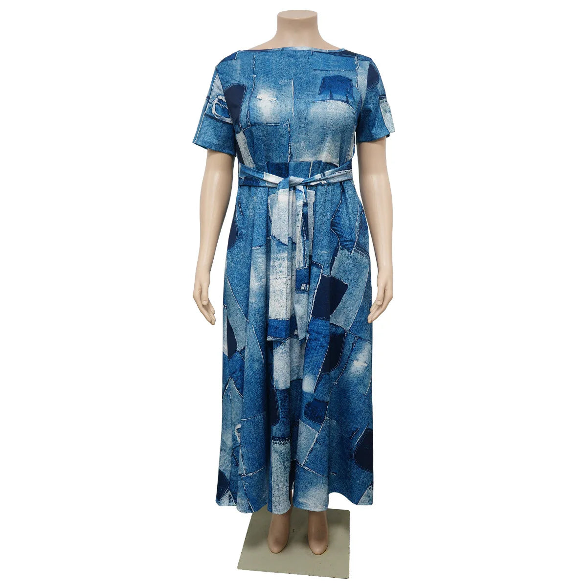 Robe décontractée à manches courtes pour femmes, tenue de bureau, mode printemps-été, ample, imprimée, à lacets, 2024