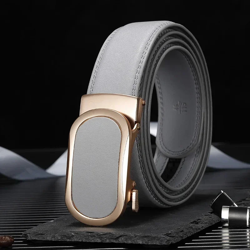 Ceinture bleue pour hommes et femmes, ceintures à boucle automatique, ceinture féminine Cinturon décontractée à la mode, vert blanc noir rouge disponible