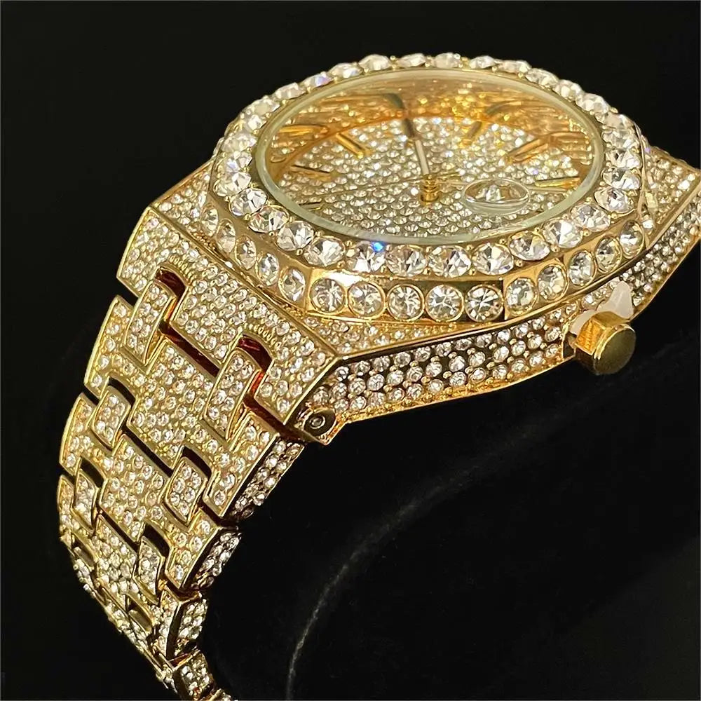 2024 Hip Hop hommes montres à quartz MISSFOX automatique Date glacé montre-bracelet mode bleu diamant bijoux montre pour homme livraison gratuite