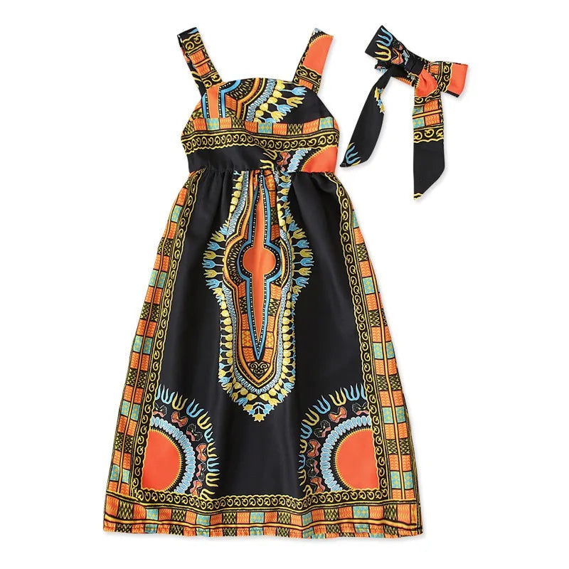 Vêtements africains enfants mode Dashiki Robe Robe Africaine bébé fille vêtements Bazin Riche sans manches robes africaines pour les filles