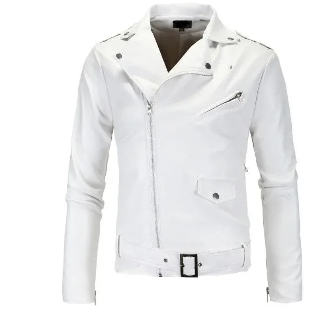 Veste en cuir PU Style motard coupe cintrée pour hommes, manteau décontracté britannique à la mode Y012, veste en cuir confortable et souple pour hommes