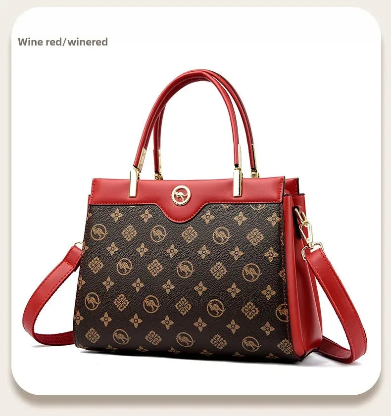 Sac fourre-tout rétro de grande capacité, sac à main imprimé couleur assortie Simple, cadeau pour maman, sac à bandoulière Simple, fermeture à glissière, autre matériau