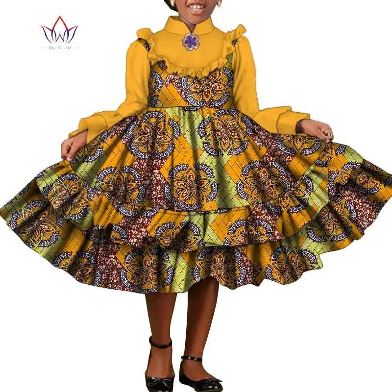 Bintarealwax-Vêtements traditionnels africains pour enfants, robes à volants pour filles, nouvelle mode, Dashiki mignon, WYT575