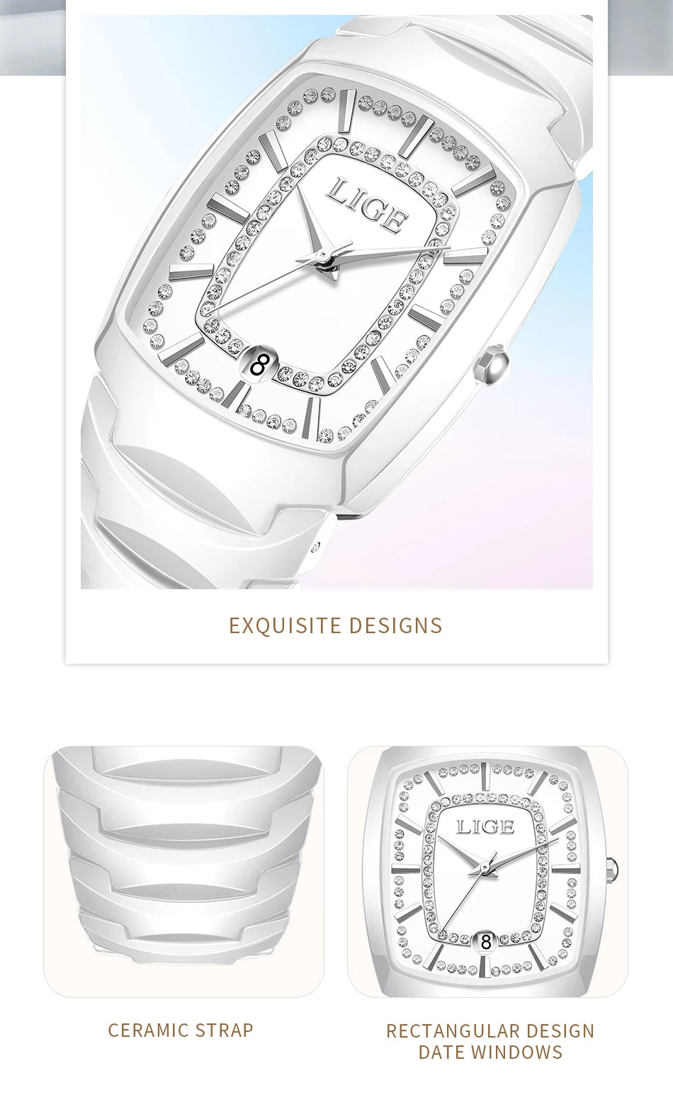 LIGE 2025 TOP montre pour femme élégante étanche mode dames horloge créative bracelet en céramique montre pour femmes cadeau Relogio Feminino