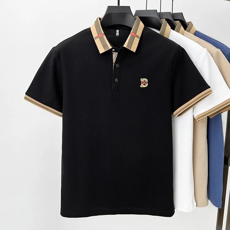 Marque de luxe logo polo à manches courtes hommes été nouveau haut de gamme en soie coton respirant Paul T-shirt mode décontracté vêtements pour hommes