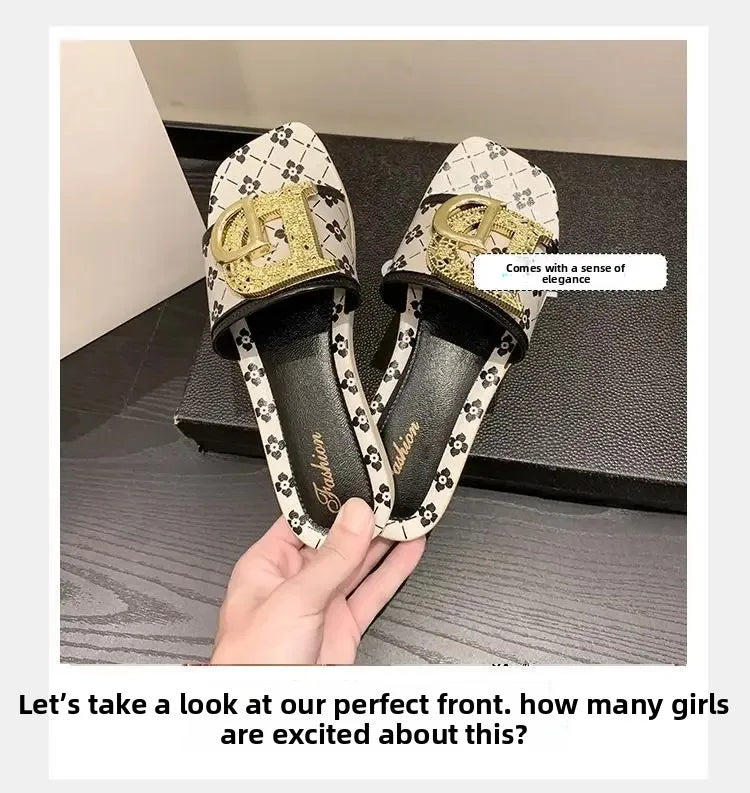 Pantoufles d'été à la mode pour femmes, pantoufles fond souple, antidérapantes, décorées en métal, Style de loisirs, matériau PVC