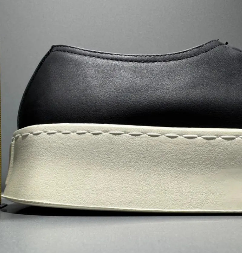 Hommes respirant mode personnalité en cuir véritable bas plate-forme mocassins marche hommes haute rue confortable sans lacet chaussures