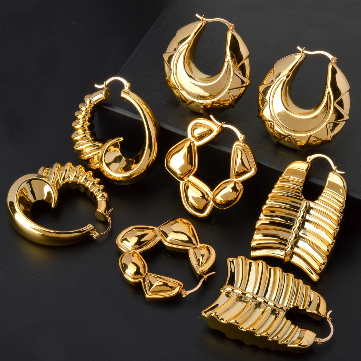 ZEADear – boucles d'oreilles ajourées couleur or 18 carats, en émail noir, gouttes d'huile, boucles d'oreilles, cadeaux de mariage du Nigeria et de l'afrique