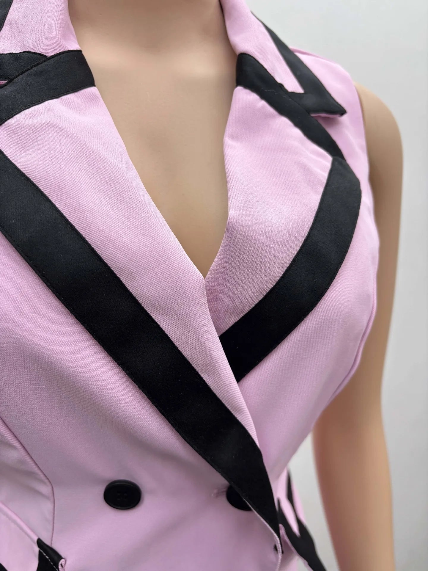 BS -  mode femmes ensemble rayé Patchwork sans manches débardeur Blazer haut et pantalon à jambes larges costume 2025 deux 2 pièces ensembles tenues