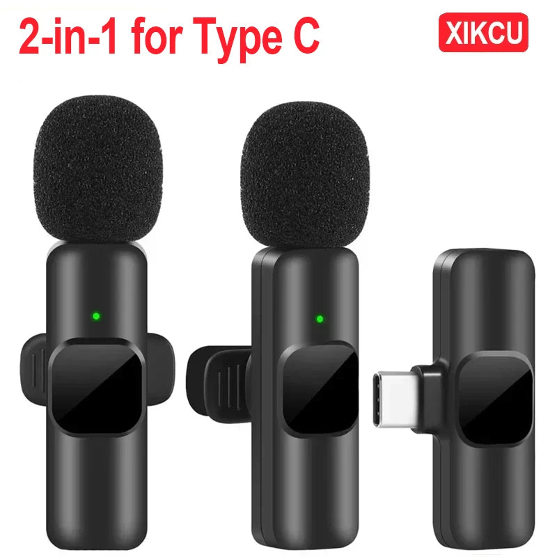 XIKCU Microphone Lavalier sans fil Portable enregistrement Audio vidéo Mini micro pour iPhone diffusion en direct téléphone de jeu avec réception