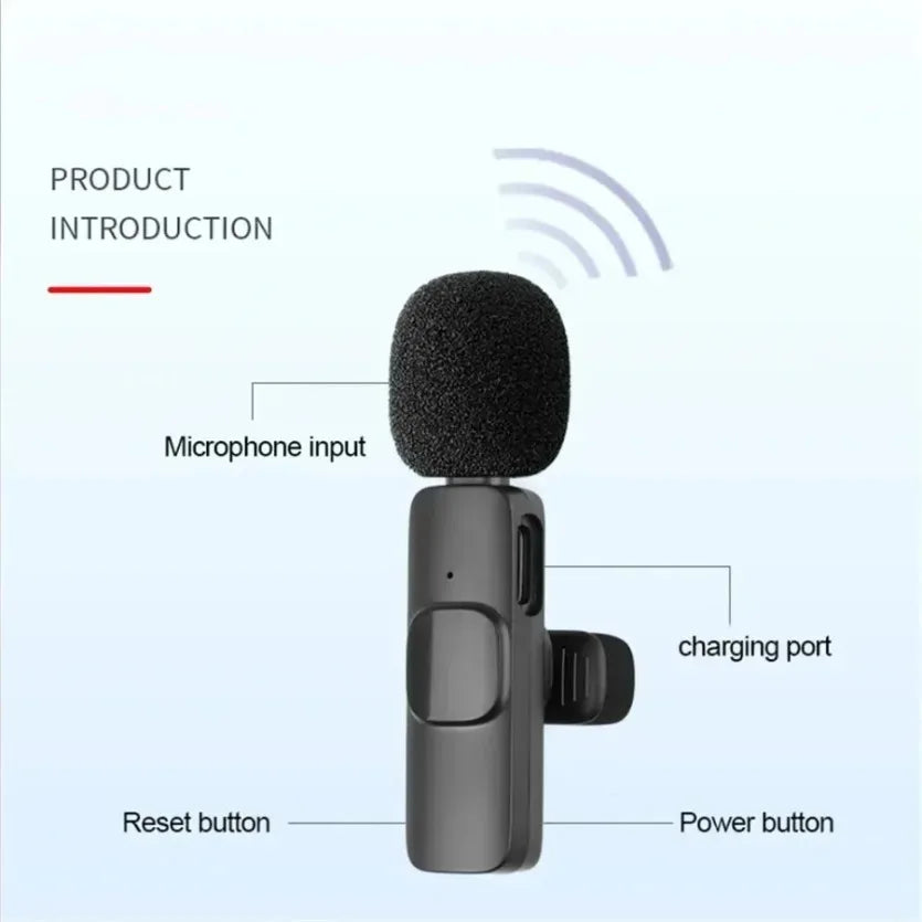 XIKCU Microphone Lavalier sans fil Portable enregistrement Audio vidéo Mini micro pour iPhone diffusion en direct téléphone de jeu avec réception