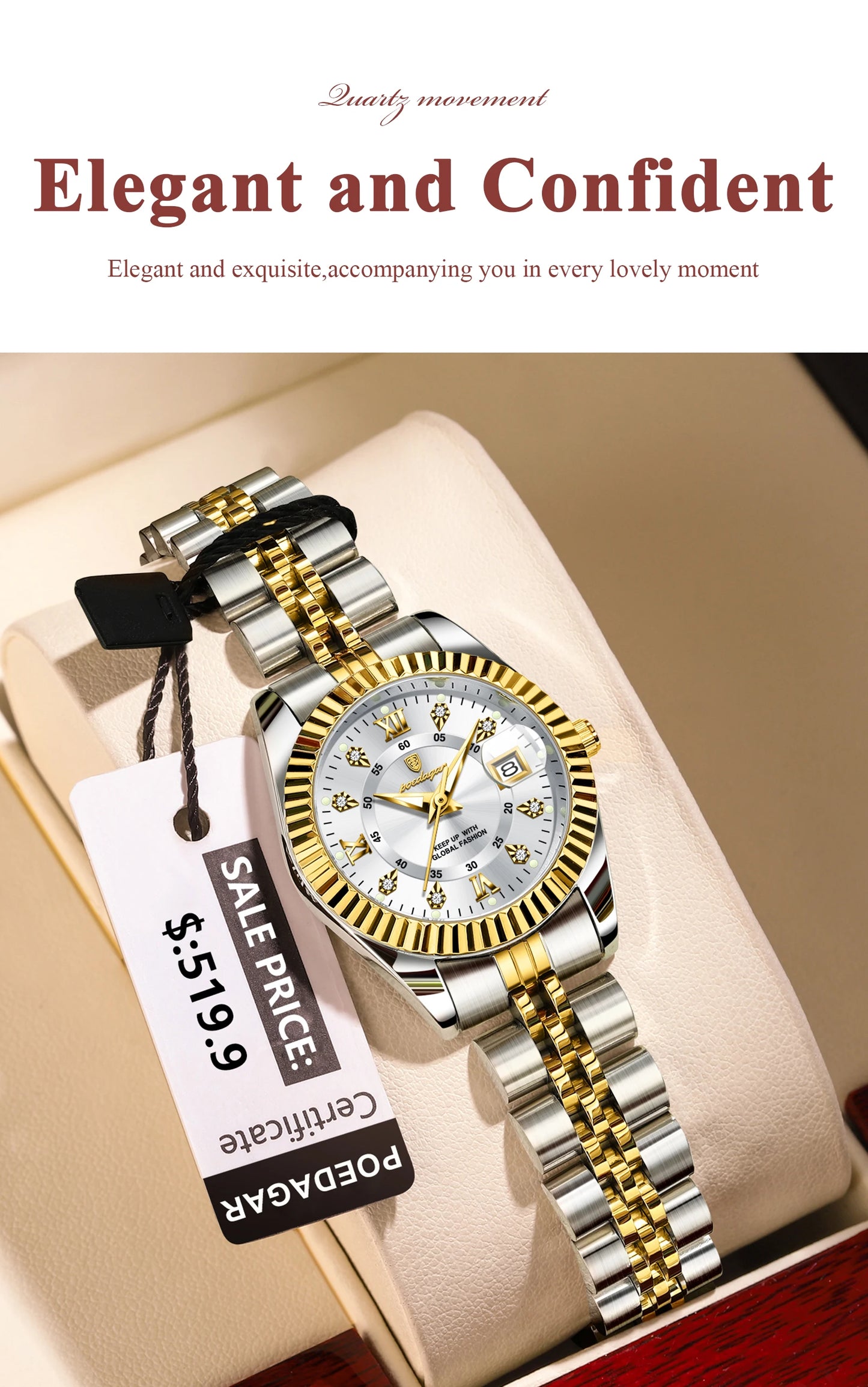 POEDAGAR montres de luxe pour femmes étanche lumineux Date dames montre-bracelet en acier inoxydable montre à Quartz élégante pour les femmes Reloj