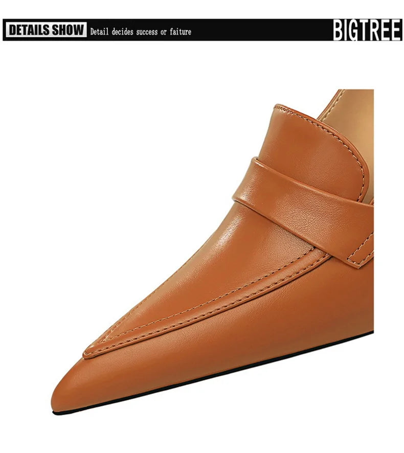 Escarpins à Talons Hauts Élégants pour Femme, Cuir Classique, Rétro, Jolie tu, Parker, Slip On, Marron, Noir, Bureau, ix, Chaussures Simples