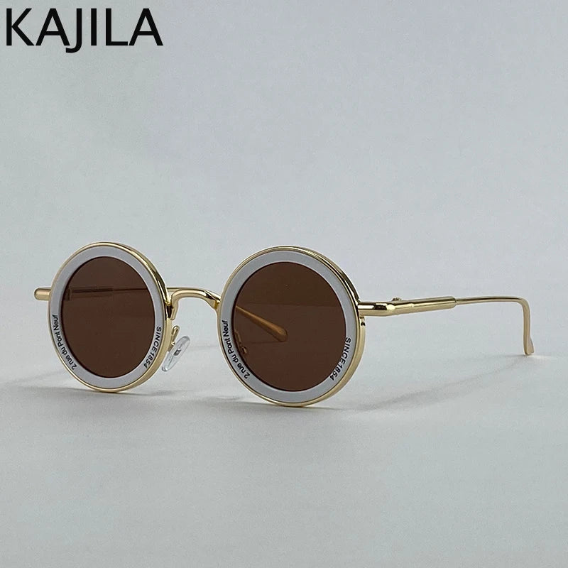 Lunettes de soleil rondes Steampunk à petite monture pour hommes, marque de luxe rétro Punk, lunettes de conduite classiques, UV400, 2025