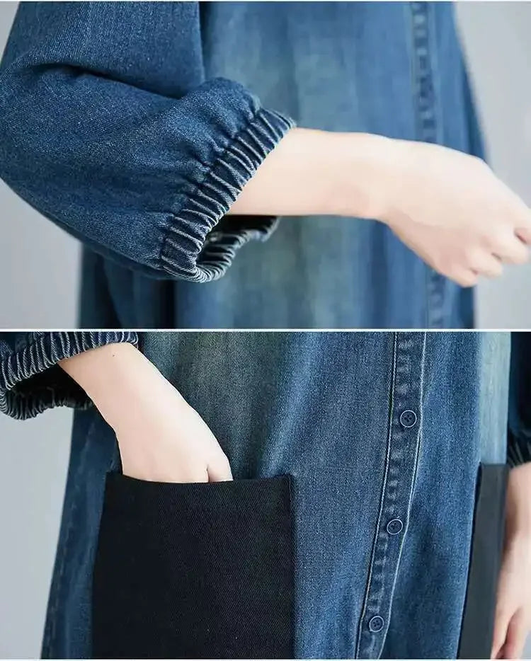 Combinaisons en Denim avec poches Patchwork pour femmes, nouveaux articles, col rond, simple boutonnage, pantalon élastique à manches courtes