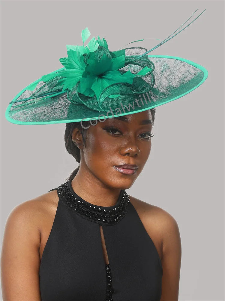 Royal Ascot grand Chapeau fascinateur femmes Kentucky Derby plume grand Chapeau fascinateur fête mariage casque fleur église Chapeau