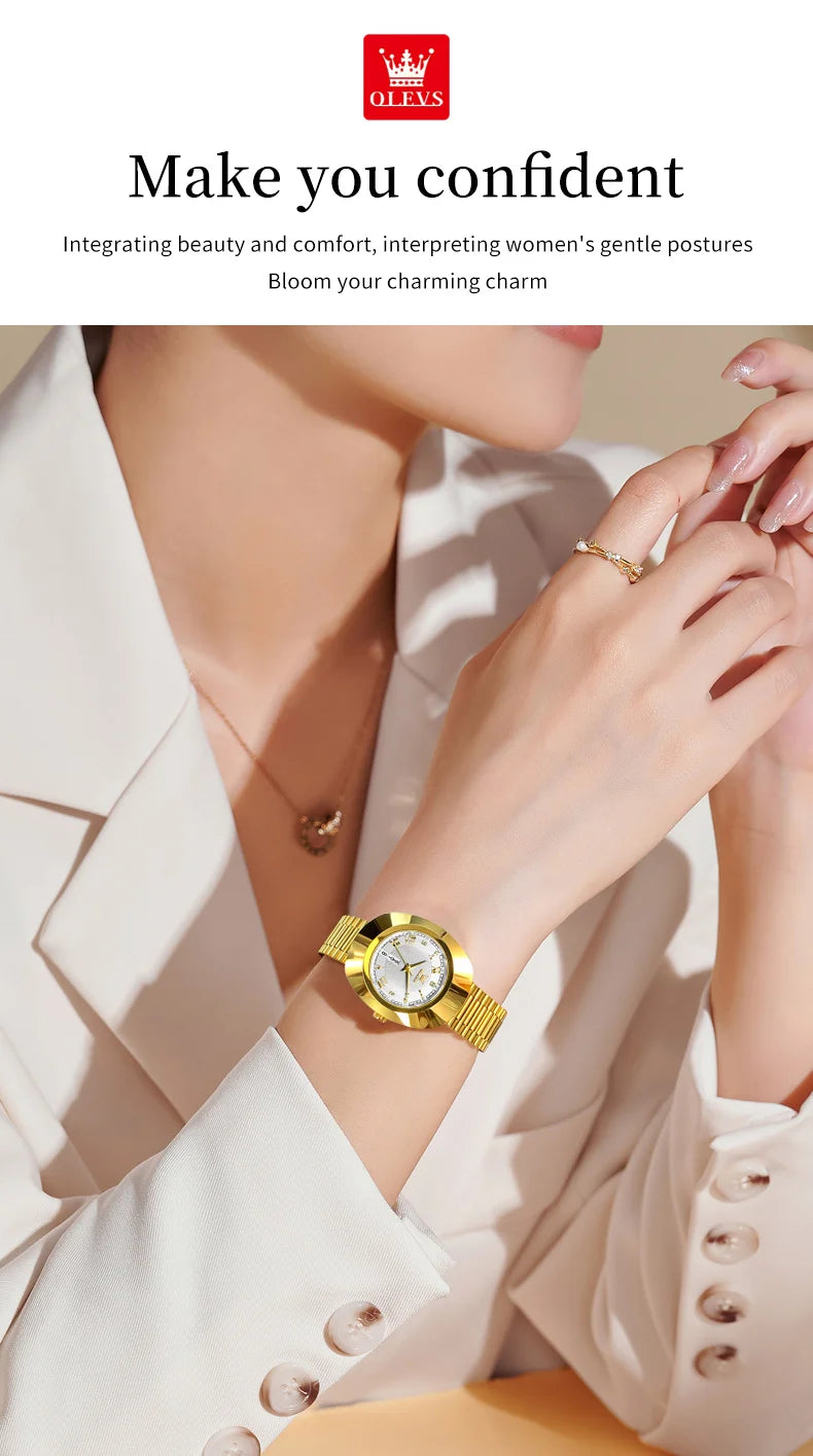 OLEVS Top marque de luxe montre pour femme élégante mode or acier inoxydable montres pour femmes calendrier étanche montre-bracelet à Quartz