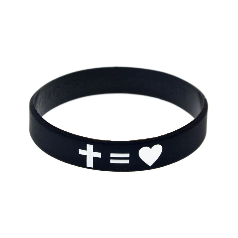 1 PC jésus croix juste et amour Bracelet en Silicone Style de mode femmes hommes Bracelet en caoutchouc bracelets chrétiens