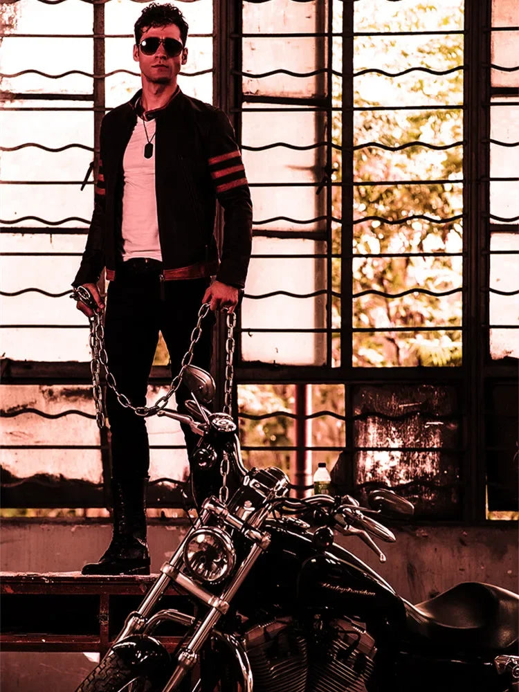 Blouson aviateur en cuir PU décontracté Wolverine pour hommes, manteau Lomatéritive, fermeture éclair, mince, grande taille, 5XL-M, automne, 2024