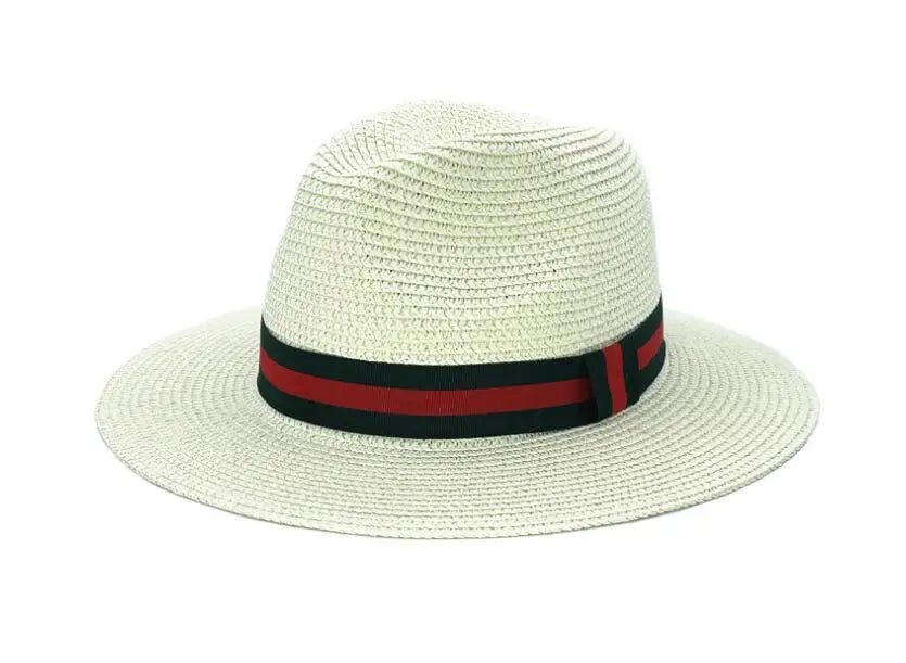 Chapeau de paille de voyage en plein air, pare-soleil de bord de mer, crème solaire, grand bord, style britannique DN, chapeau avec décoration de ruban, HZ75