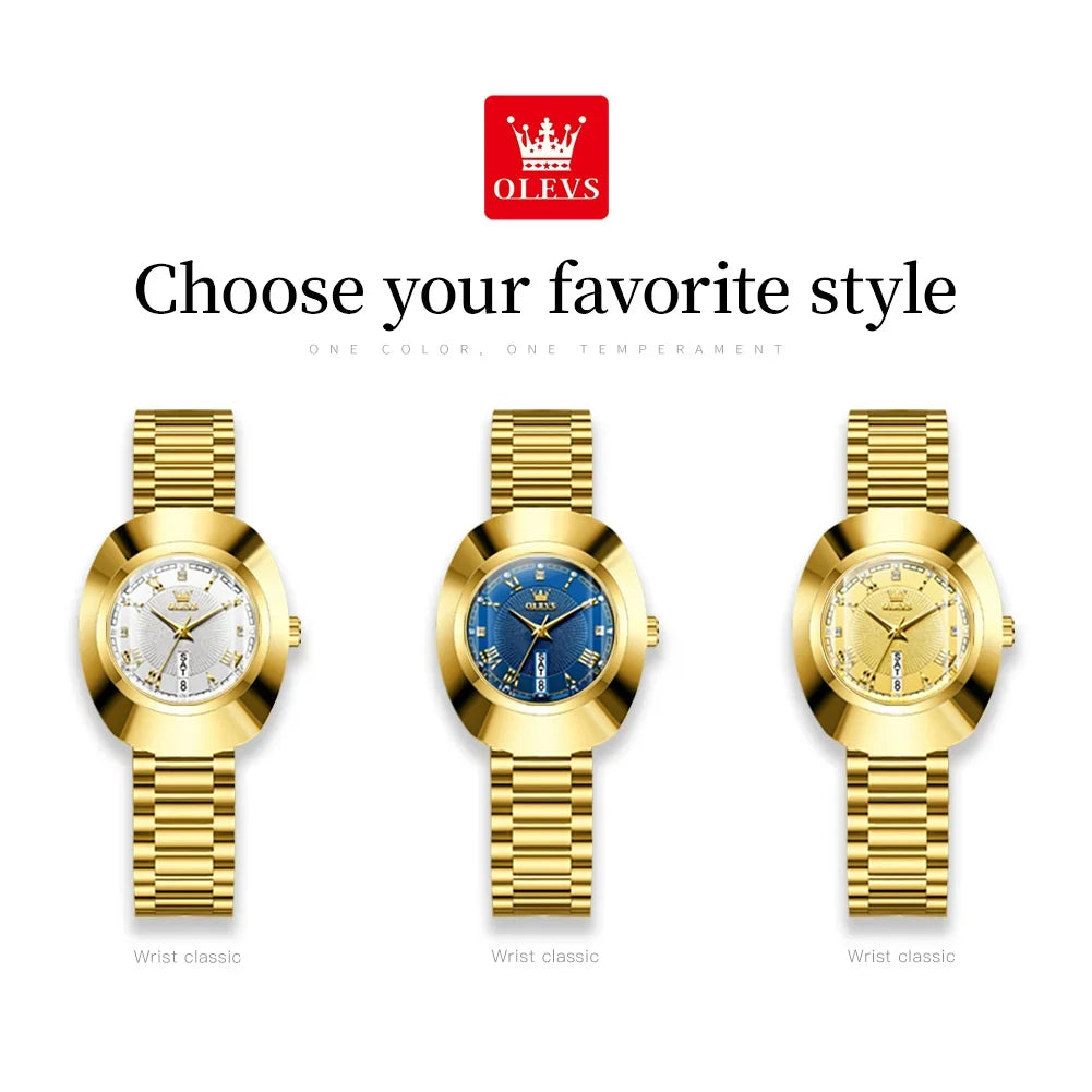 OLEVS Top marque de luxe montre pour femme élégante mode or acier inoxydable montres pour femmes calendrier étanche montre-bracelet à Quartz