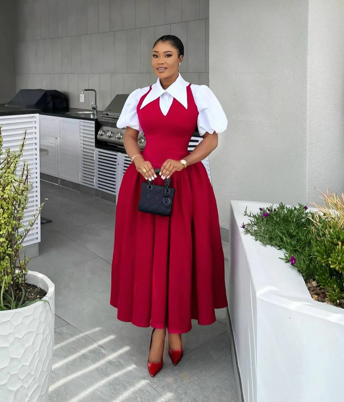 CM.YAYA – robe chemise longue à manches courtes bouffantes pour femmes, douce, Slim, taille haute, froncée, plissée, plage, Streetwear, Maxi, grande balançoire