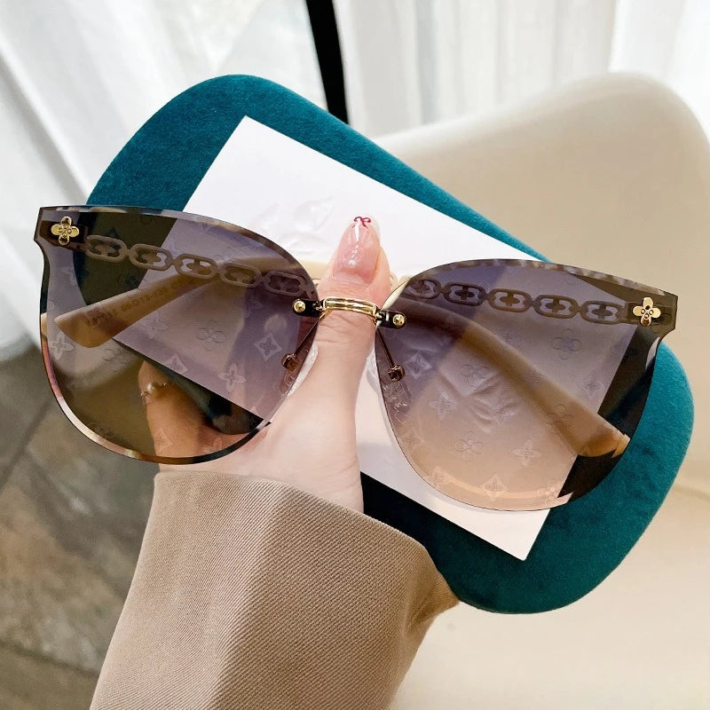 Nouvelle mode sans cadre bord de coupe lettre Style haut de gamme petit parfum femmes lunettes de soleil lunettes de soleil lunettes de soleil