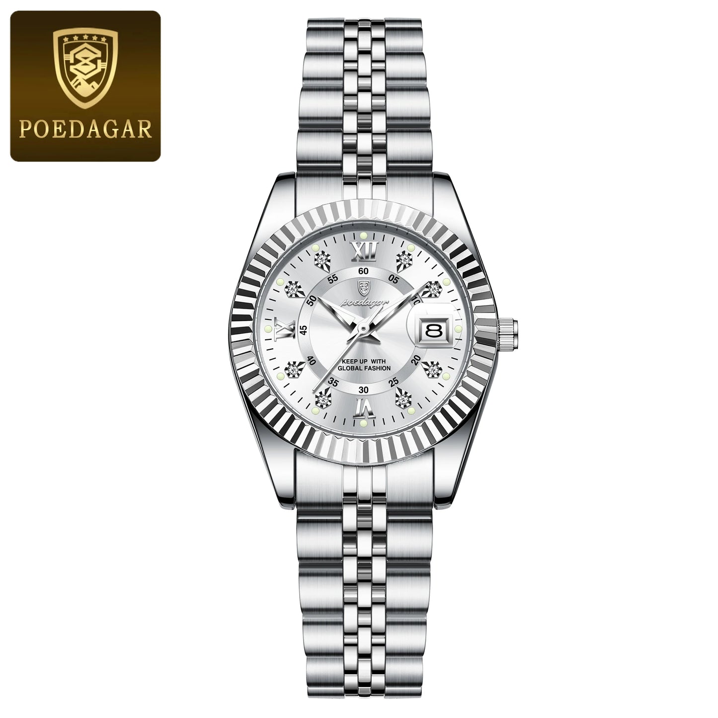 POEDAGAR montres de luxe pour femmes étanche lumineux Date dames montre-bracelet en acier inoxydable montre à Quartz élégante pour les femmes Reloj