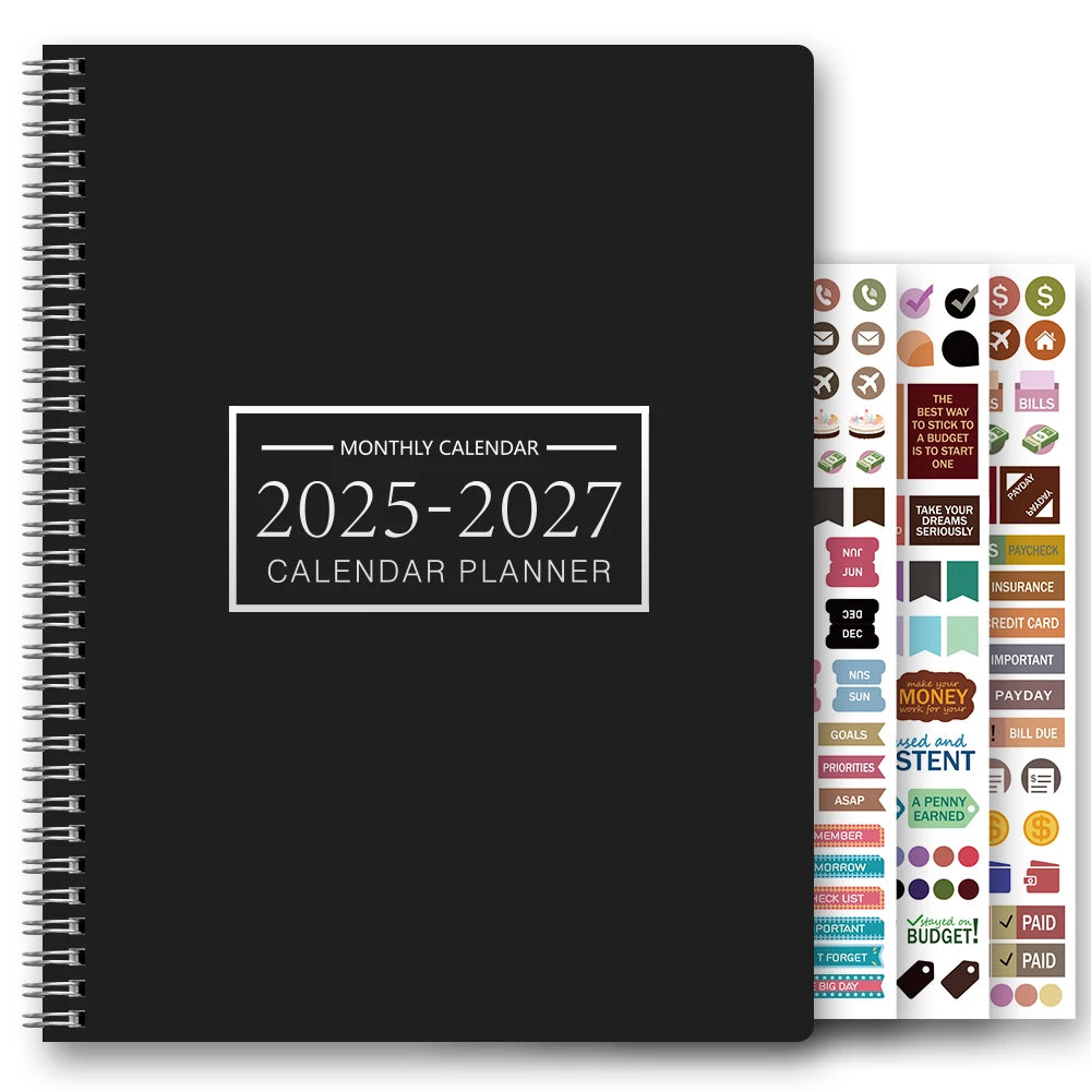 1Pc A4 2025.7-2027.6 Planificateur mensuel et calendrier 2 ans mensuels à partir de 2025 juin. 2027, 24 mensuels, avec 3 autocollants