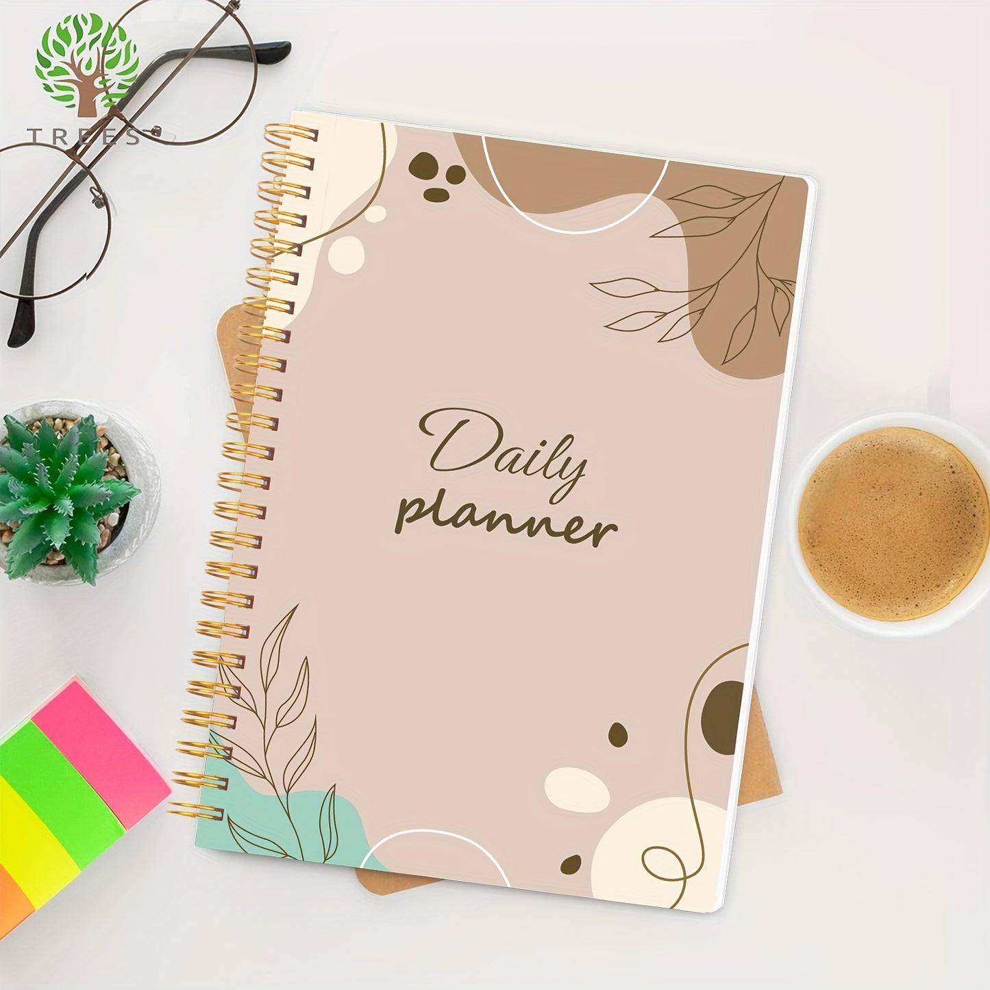 1pc Undated Daily Planner Notebook - Planning Pads with Priorities, Notes, Mood & Water Tracker, To-Do List, and 52 Sheets of 8*5.5 Space for Customized Organization and Goal Setting