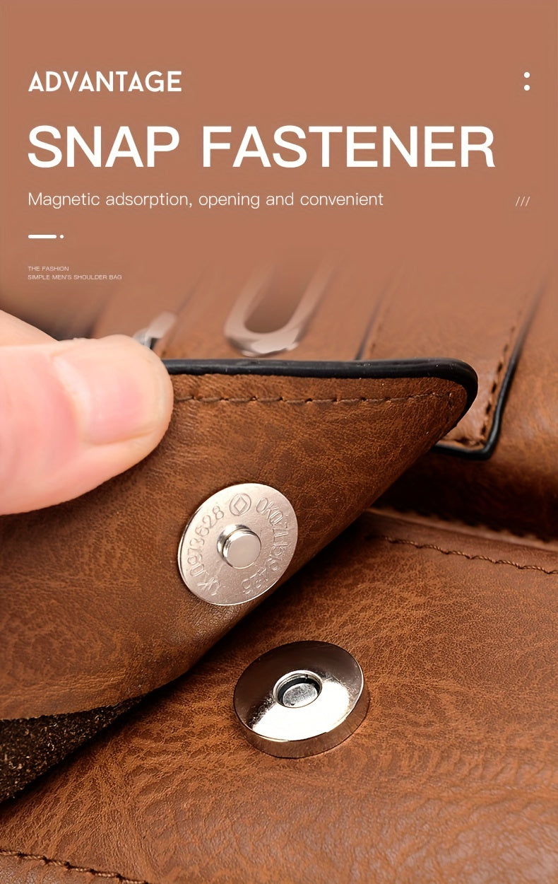 1/2pcs Men's Business Adjustable Strap Sling Bag, Casual PU Leather Shoulder Messenger Bag