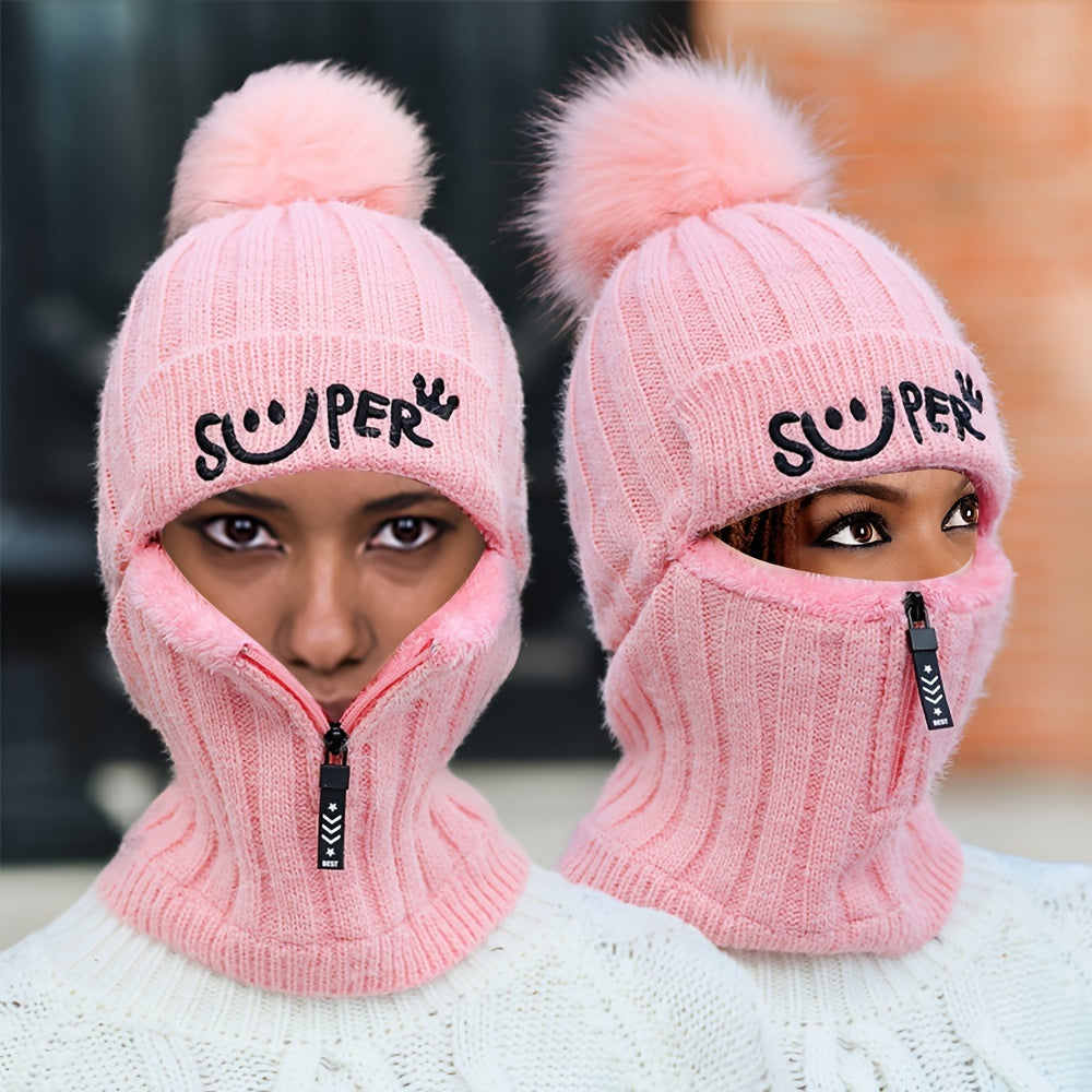 1pc one-piece Warm Knitted Hat with Fleece Lining for Men and Women - Perfect Gift for Winter